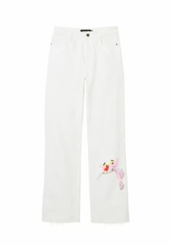 Desigual Wide-Leg Pink Panther - Straight Leg Jeans - White -Desigual cefc16b035fe440cadce75dda5c3afc9