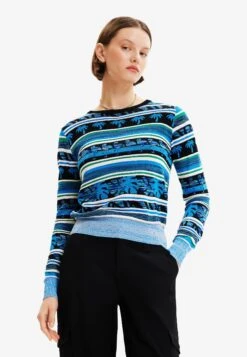 Desigual Tropical Border - Trui - Mineral Blue