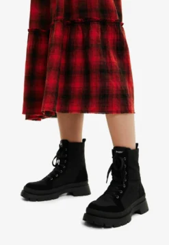 Desigual Leopard Effect Lace Up - Veterlaarzen - Black