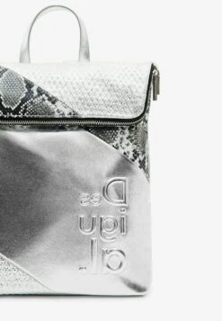Desigual Mid Size Metallic Patchwork - Backpack - Silver-Coloured -Desigual d730193596544fe5856f9be43e737c99