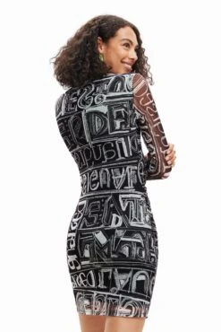 Desigual Vest Lettering - Etui-Jurk - Charcoal Grey -Desigual daf9ef66840a4827b95d708bcc70460b