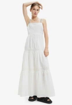 Desigual Long Embroidered Strap - Maxi-Jurk - White