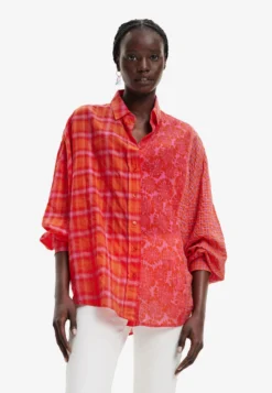 Desigual Oversize Patchwork Plaid - Overhemdblouse - Orange