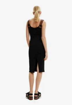 Desigual Slim Ribbed Strappy - Etui-Jurk - Black -Desigual ddc0cf0fccc0407ba6fe884a63ed0263