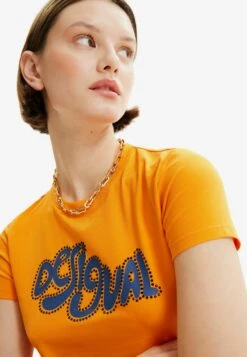Desigual Short Sleeve Rhinestone - T-Shirt Print - Orange -Desigual ded351def4214dd4af2861ea63d07d39