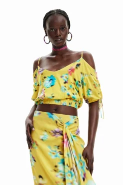 Desigual Blus Betty - T-Shirt Print - Fluorescent Yellow