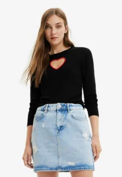 Desigual Cut Outheart - Trui - Black