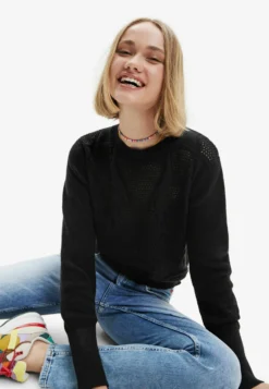 Desigual Openwork Flower - Trui - Black -Desigual e1a8300d7520480ba10ed9ab2fdc8bc5 scaled