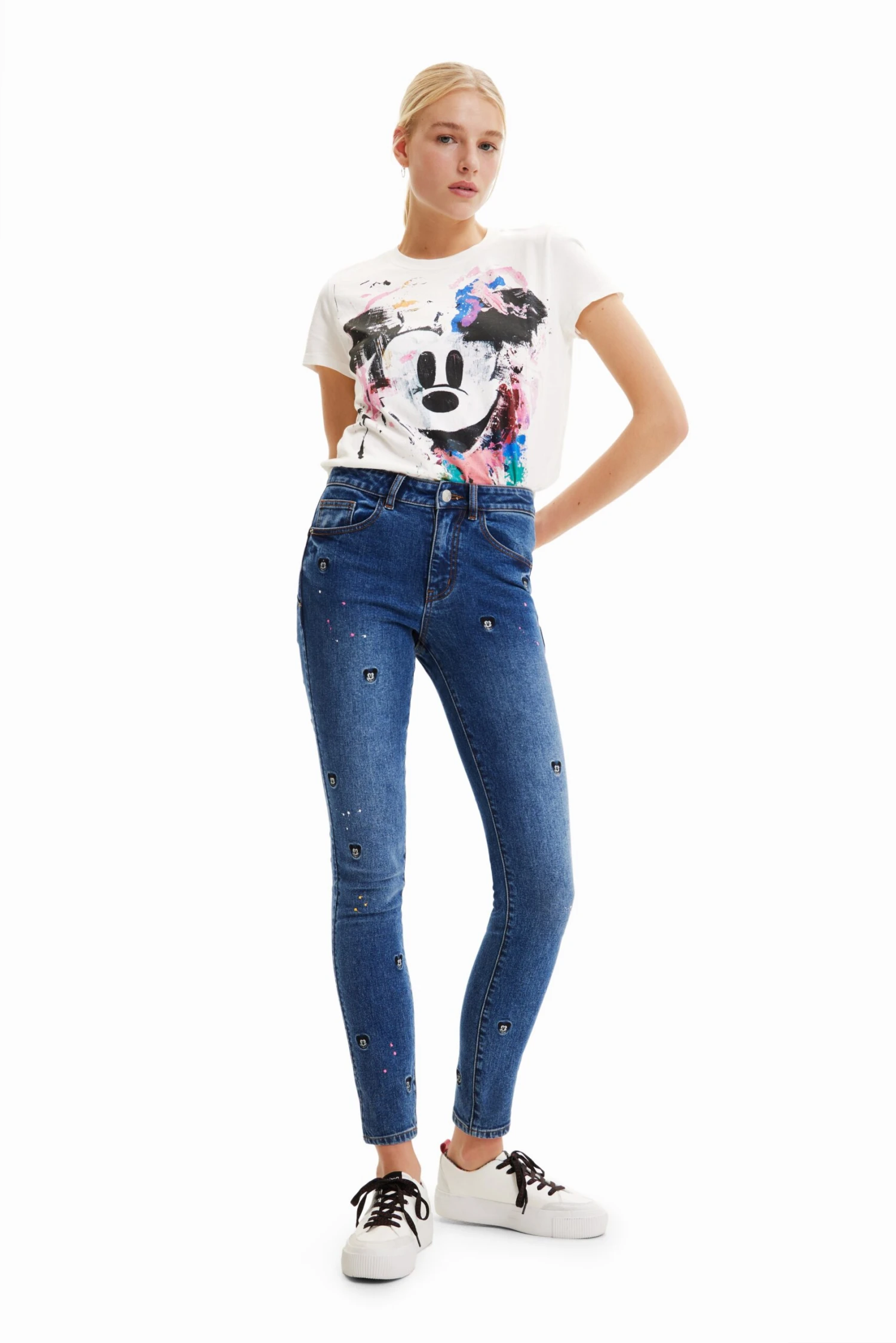 Desigual Mickey - Jeans Skinny Fit - Denim Medium Wash 2 Desigual Mickey - Jeans Skinny Fit - Denim Medium Wash - Afbeelding 2