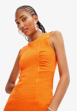 Desigual Textured- Etui-Jurk - Orange -Desigual e20dcef593c94a7290bafaf22675d7c1