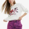 Desigual Embroidered Message - Sweater - White
