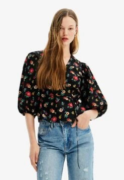 Desigual Floral Wrap Blouse - Blouse - Black