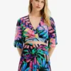 Desigual Tropical Wrap Crop - Strandaccessoire - Blue