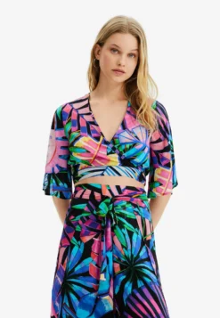 Desigual Tropical Wrap Crop - Strandaccessoire - Blue
