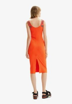 Desigual Slim Ribbed Strappy - Etui-Jurk - Orange -Desigual e6d8460639d640e7a06c875679553427