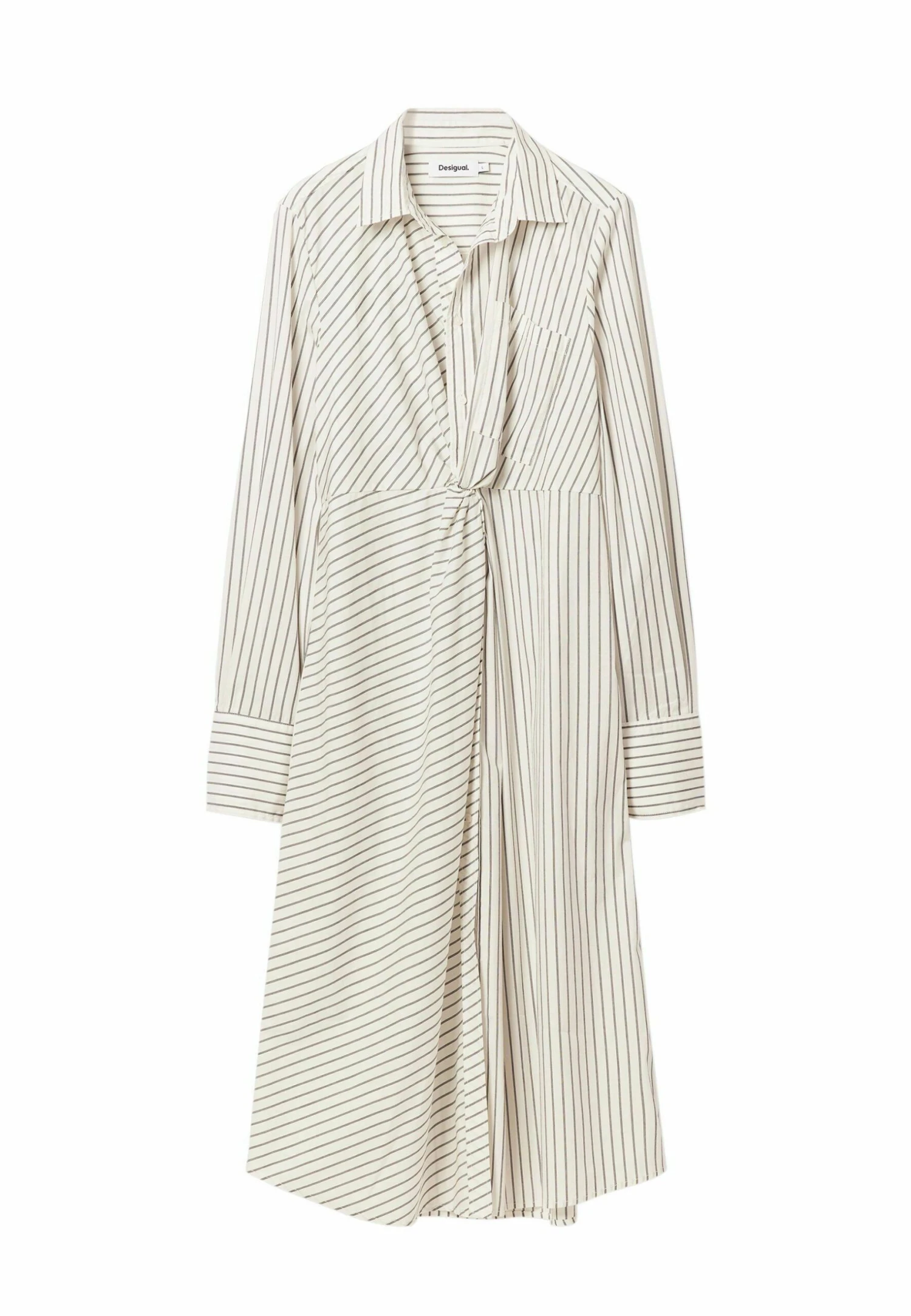 Desigual Striped Midi- Blousejurk - White 5 Desigual Striped Midi- Blousejurk - White - Afbeelding 5