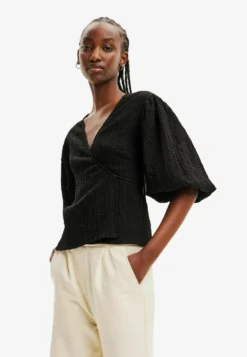 Desigual Textured Wrap- Blouse - Black