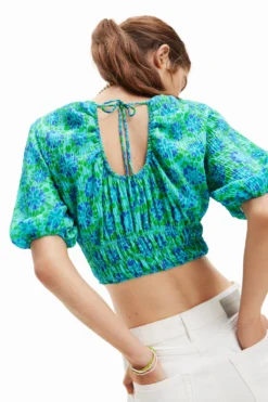 Desigual Blus Mena - T-Shirt Print - Turquoise -Desigual f0cda0673bd04ddcb23c282842f40373 scaled