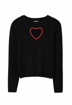 Desigual Cut Outheart - Trui - Black -Desigual f10f10e0d72e4fd79f1cda9a3bdb1f1e
