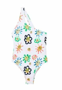Desigual Asymmetric Strap Sun Swimsuit - Badpak - White -Desigual f1f5f8a6e40141eaa88941775a4621cf