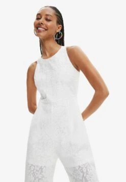 Desigual Long Embroidered Lace Jumpsuit - Jumpsuit - White -Desigual f3e954ef1e684fa7857adacabb58ef6a