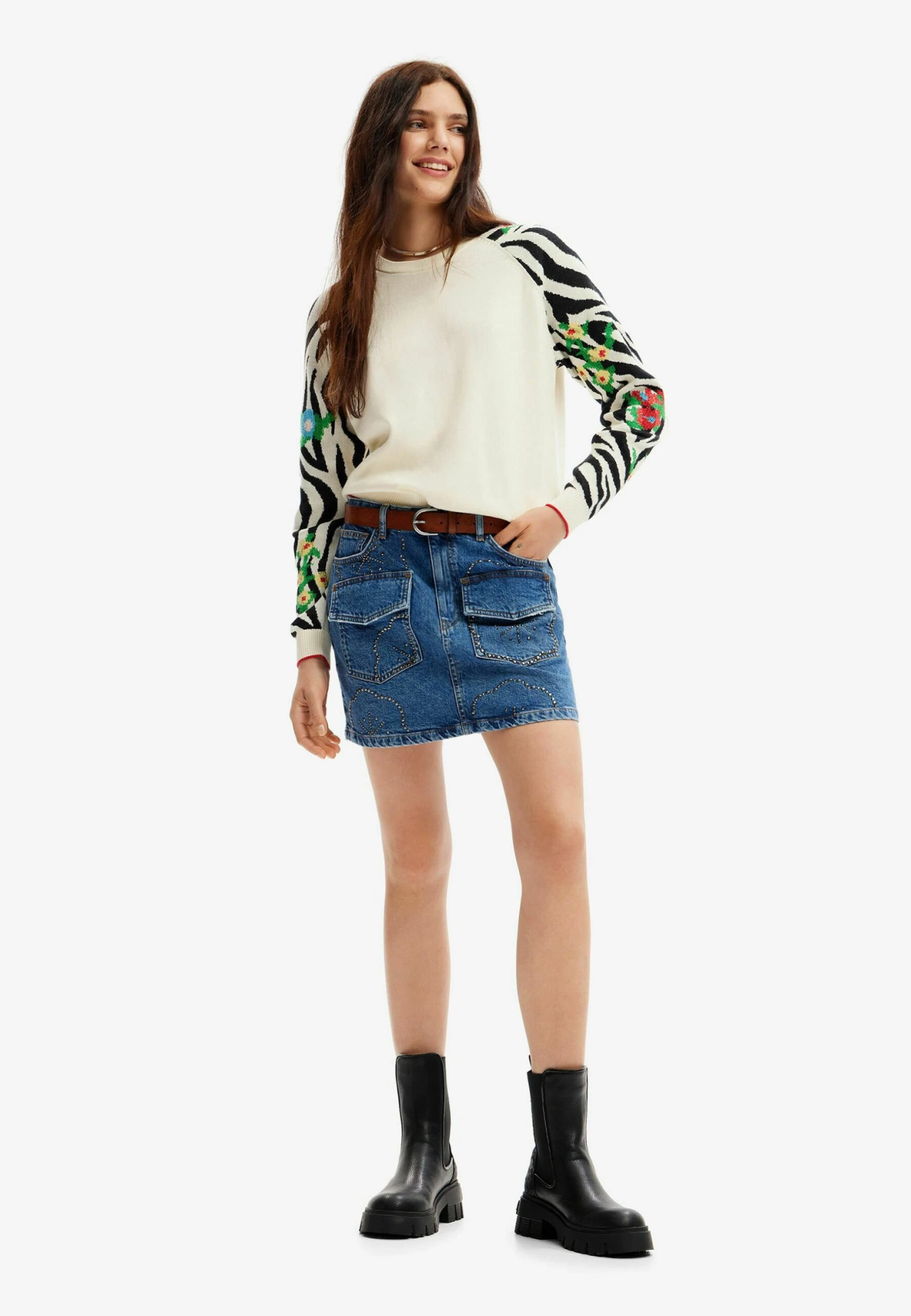 Desigual Studded - A-Lijn Rok - Blue 2 Desigual Studded - A-Lijn Rok - Blue - Afbeelding 2