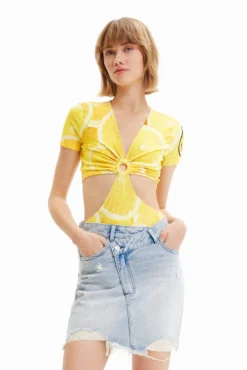 Desigual Smiley Limon - T-Shirt Print - Yellow