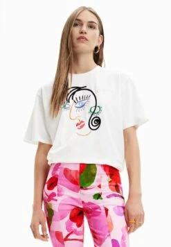 Desigual Short Sleeve Face - T-Shirt Print - Bianco