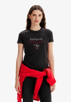Desigual Message- T-Shirt Print - Black