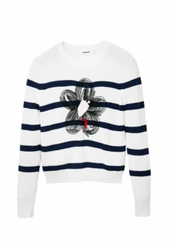 Desigual Striped Flower - Trui - Blue -Desigual fd13cef658c24615bf879a1840a3f15d scaled