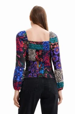 Desigual Patchwork Corset Blouse - Blouse - Black -Desigual fd9934d3879840d18f11564fd67cda32