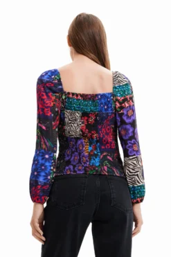 Desigual Patchwork Corset Blouse - Blouse - Black -Desigual fd9934d3879840d18f11564fd67cda32 scaled