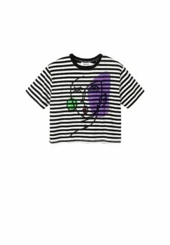 Desigual Striped Arty Face - T-Shirt Print - Black -Desigual fdc1ae05bfa741ba865a30e39908d031