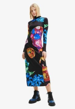 Desigual Slim Mineral Midi- Jerseyjurk - Black